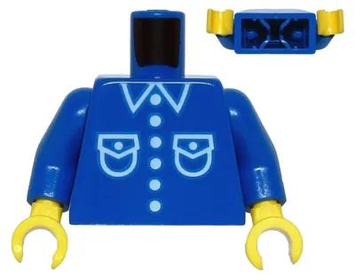 Image de LEGO - Torse bleu avec motif de poche sur le devant, bras bleus / (973pb3843c01) – neuf