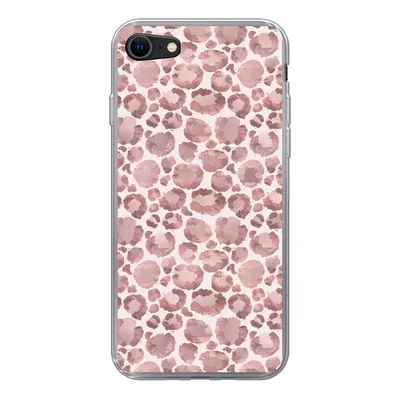Produktbild von MuchoWow® Handyhülle Schutzhülle Hülle für iPhone SE 2020 Pantherdruck - Rosa - Pastell - Luxus Silikon Softcase Handy Hülle - Kartenbesitzer