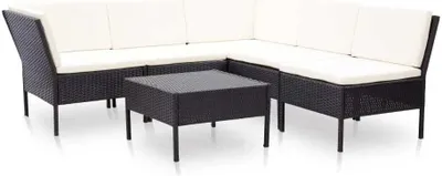 Produktbild von 6-tlg. Garten-Lounge-Set mit Auflagen Poly Rattan Schwarz