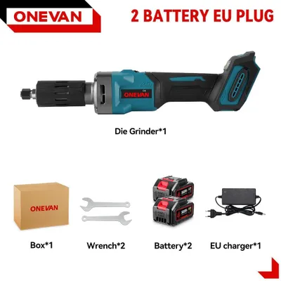 Image de Meuleuse droite sans fil - Moteur sans balais de 2000 W - 18 V - 35 000 tr/min - Réglage de la vitesse à 4 niveaux - 2 batteries incluses - Or