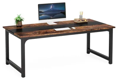 Produktbild von Schreibtisch 160 x 80 cm Computertisch Bürotisch Arbeitszimmer Heimbüro Vintagebraun-Schwarz