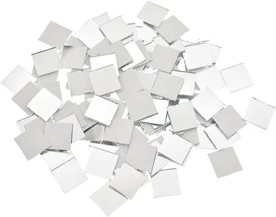 Produktbild von Silberfarbene Spiegel-Aufkleber, 20 x 20 mm, Glas-Mosaikfliesen zum Basteln, 100 Stück