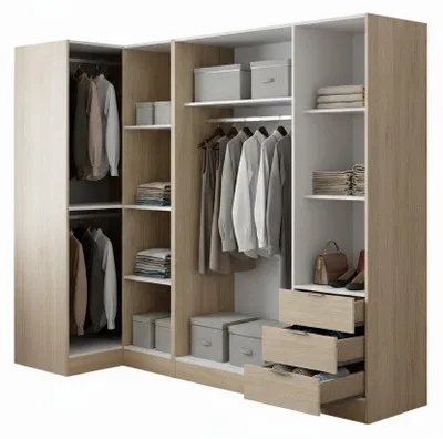 Image de Athéna - Grande armoire, 214x184h cm Chêne brun, 6 étagères