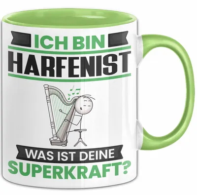 Produktbild von Harfenist Tasse Geschenk für Harfenist Geburtstag Lustiger Spruch Kaffee-Becher Was Ist Deine Superkraft (Grün)