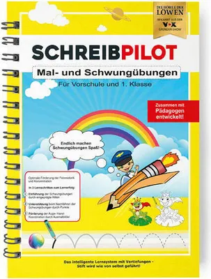 Produktbild von SCHREIBPILOT Schreiblernheft für ABC-Schützen mit vorgeprägten Buchstaben Schwungübungen Schreibschrift Lernsystem von Lehrern Professoren Schülern