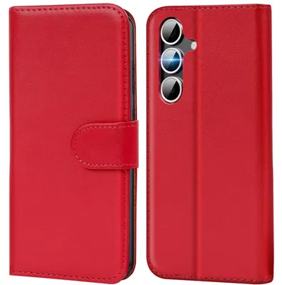 Produktbild von Conie Klapp Tasche für Samsung Galaxy S25 FE Kartenfach Rundumschutz Hülle in Rot