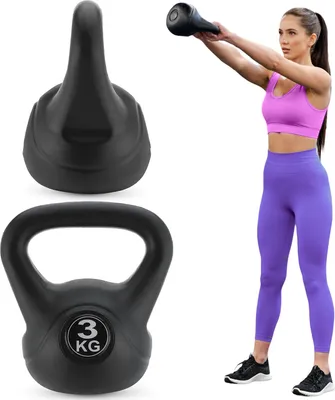 Produktbild von Gymtek Kettlebell Hantel - 3kg Gewicht - Kugelhantel, Schwunghantel, Kugelgewicht für Home Gym, Fitness, Pilates, Krafttraining