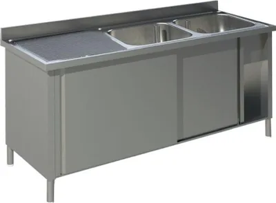 Produktbild von KBS Spülschrank 1800x700x850 mm mit 2 Becken rechts mit Schiebetüren