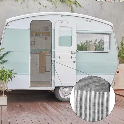 Produktbild von Fadenvorhang ( 56x185cm ) in Anthrazit, Caravan Camping Fadengardine ideal für Wohnwagen / Wohmobil als Türvorhang