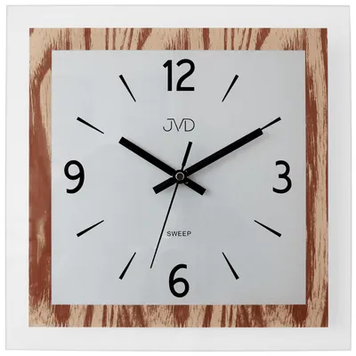 Produktbild von JVD NS19032.1 Wanduhr Quarz analog Glas und Holz-Optik ohne Ticken