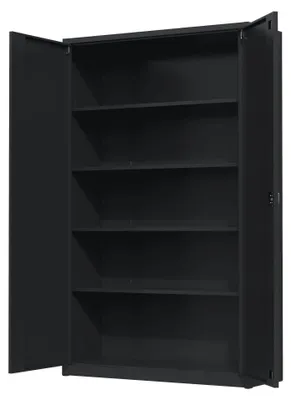 Productafbeelding van Povag Archiefkast met slot, Opbergkast metaal, Kantoorkast, 195x120x42 cm, Zwart