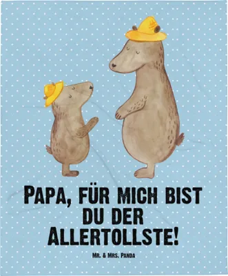 Produktbild von Mr. & Mrs. Panda Babydecke Bären mit Hut - Blau Pastell - Geschenk, Familie, Erstlingsdecke, Muttertag, Vatertag, Bär, Kinder, Schlummerdecke, Fleecedecke, Kinderdecke