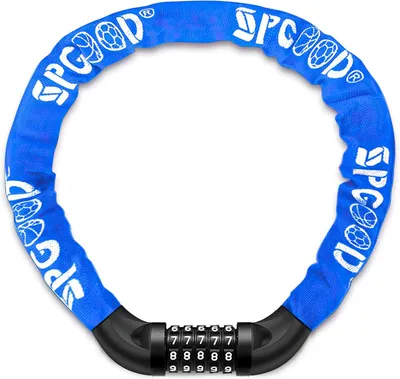 Image de Cadenas de vélo à combinaison, code à 5 chiffres, chaîne en acier trempé, 830 mm, résistant aux UV