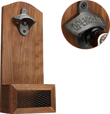 Produktbild von Wandmontierter Flaschenöffner – Flaschenöffner mit Kronkorken für die Wand, ideal als Dekoration für Bar und Küche, Geschenk für Männer und Bierliebhaber