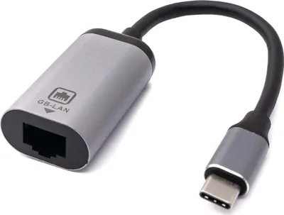 Produktbild von SYSTEM-S LAN Kabel 20 cm RJ45 Buchse zu USB 3.1 Typ C Stecker Adapter in Grau