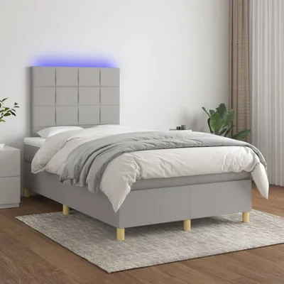 Produktbild von The Living Store Boxspringbett mit Matratze & LED Hellgrau 120x200 cm Stoff