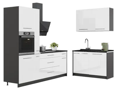 Obrázek produktu pro Kuchyně Vicco Fame-Line Bílá vysoký lesk/Antracit 220 x 120 cm, PD Antracit, Model 64963