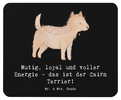 Produktbild von Mr. & Mrs. Panda Mousepad Mutiger Cairn Terrier - Schwarz - Geschenk, Hund, aktive Hunde, mausteppich, pc mauspad, bewegungsfreudig, Hunderasse, mousematte, Hunderassen