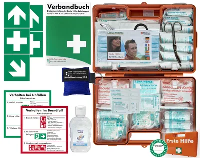 Produktbild von Verbandskasten (G) Typ CN -Paket 1- Erste Hilfe aktuelle DIN 13169 (Betriebe) -DSGVO- INKL. VERBANDBUCH + Hygiene-Gel & Beatmungshilfe + AUFKLEBER