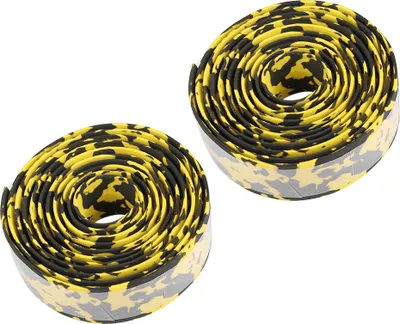 Zdjęcie produktu dla Taśma rowerowa na kierownicę, taśma na kierownicę z zaślepkami, 200 X 3 X 1 cm, lekka taśma EVA na kierownicę, taśma rowerowa do rowerów szosowych (czarno-żółta)