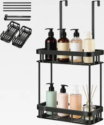 Produktbild von Duschablage zum Hängen, 2-Stöckig Edelstahl Duschregal Ohne Bohren für Duschwand, Shampoo Duschgel Halterung, Duschregal zum Hängen Badezimmer Organizer