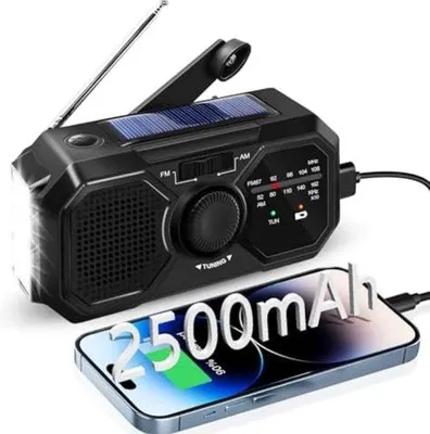 Zdjęcie produktu dla Radio awaryjne zasilane energią słoneczną i akumulatorem