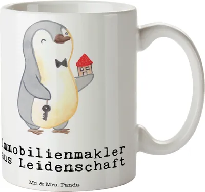 Produktbild von Mr. & Mrs. Panda Teebecher Immobilienmakler Leidenschaft - Weiß - Geschenk, Tasse, Kaffeetasse, Pott, Spruch, Becher, Lustig, Kaffeebecher, Bürotasse, Ausbildung