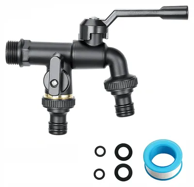 Doppel-Wasserhahn 3/4" aus Messing für Garten und Bewässerung