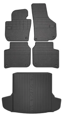 Productafbeelding van Rubberen automatten + kofferbakmat voor Skoda Superb II 2008-2015 (stationwagen) – 5-delig, zwart, op maat – Wielganizator SolidPRO