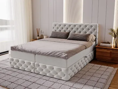 Produktbild von GrainGold Boxspringbett Canolo 120x200 - Bett mit Matratze und Topper - Boxspringbett mit Bettkasten und Matratze - Boxspringbett Hellgrau (Royal Velvet 6152)