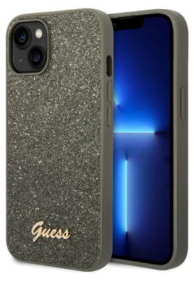 Produktbild von Guess Kappe für iPhone 14 Plus 6.7" GUHCP14MHGGSHN grün PC/TPU Glitter Flakes Hülle Script Metal Logo
