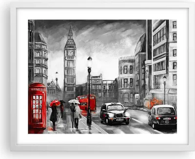 Produktbild von Gerahmtes Poster - Weißer Rahmen - London Bus - 50x40 cm - Wand Bild - Wanddeko - Wandbilder - Kunstposter - Wandposter - Bilderrahmen - Bilder - Kunstdruck - Wandbild - P2WAA50x40-3939