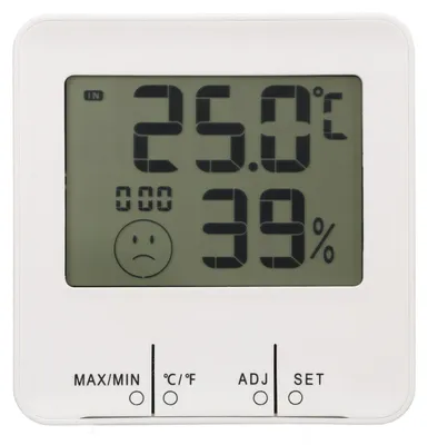 Produktbild von Thermometer, Hygrometer, Temperatur- und Feuchtigkeitsmesser, digitales Display, elektrische Uhr für den Hausgebrauch