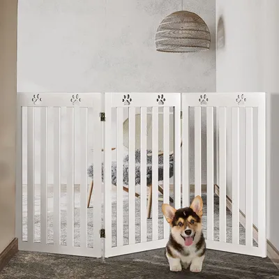 Produktbild von GOPLUS 3 Paneelen Hunde Absperrgitter, Schutzgitter für Hunde, klappbar Hundegitter 89cm hoch, Tierschutzgitter, Treppengitter