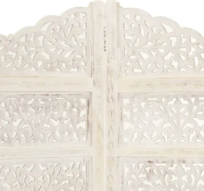 Immagine prodotto di vidaXL Set da 4 divisori per ambienti intagliati a mano, bianco, 160×165 cm, legno massello di mango