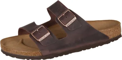 Produktbild von Birkenstock  Arizona Damen Herren Pantolette Nubukleder geölt, Farbe:Habana, Größe:46, Weite:Normal