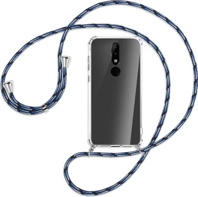 Produktbild von Handykette Backcover-Schutzhülle mit Band (Metall silberfarben) für Nokia 5.1 Plus / X5 - Blautöne
