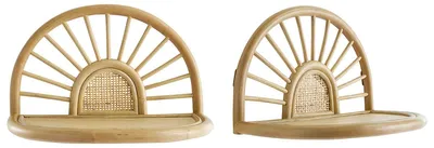 Produktbild von Miliboo - Wandregale aus naturfarbenem Rattan und Rohrgeflecht B40 cm (2er Set) BOW
