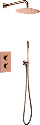 Produktbild von Unterputz Regendusche 25 cm Komplettset mit Wandbrausekopf Arm Kupfer Gebürstet