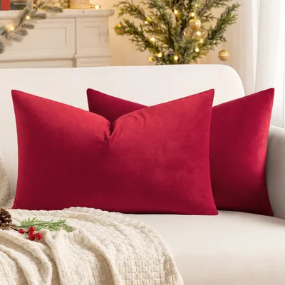 Immagine prodotto di Cuscini decorativi, set di 2, 30x50 cm, in velluto rosso