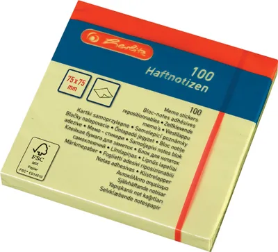 Produktbild von 6x Herlitz Haftnotizblock / 100 Blatt je Block / 75x75mm / Farbe: gelb