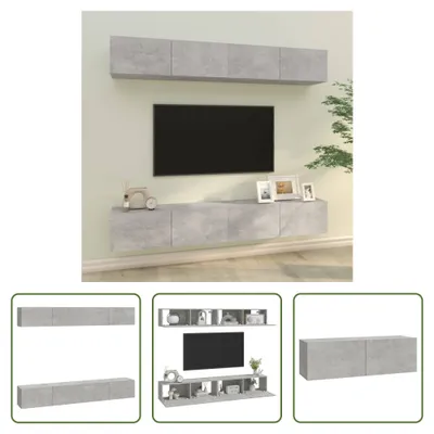 Produktbild von The Living Store TV-Wandschränke 4 Stk. Betongrau 100x30x30 cm