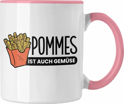 Produktbild von Trendation - Lustige Tasse mit Spruch "Pommes Ist Auch Gemüse" Pommes-Liebhaber (Rosa)