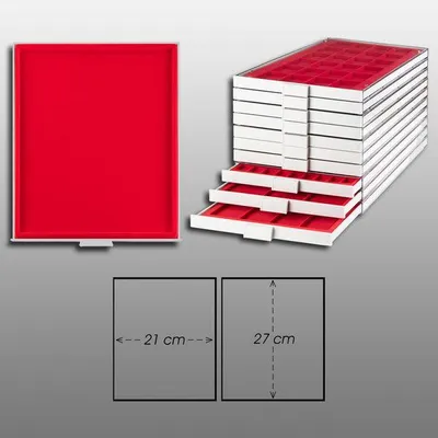 Produktbild von Prophila Collection Münzbox grau ohne Unterteilung, rote Einlage