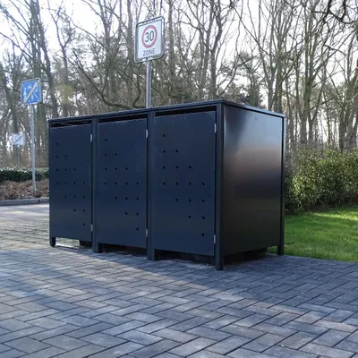 Produktbild von 3 Mülltonnenboxen Modell No.4 Anthrazit komplett RAL7016 für 120Liter Mülltonnen