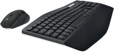 Zdjęcie produktu dla Logitech 920-008224, Pełnowymiarowy (100%), Bezprzewodowy, RF Wireless + Bluetooth, QWERTY, Czarny, Dołączona myszka