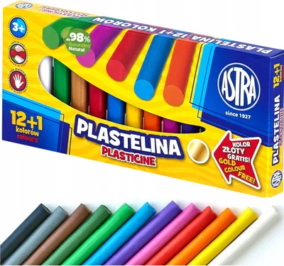 Produktbild von SCHULKNETMATERIAL runde Masse für Kinder ASTRA 12 Farben +1 GOLD GRATIS