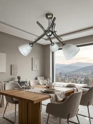 Obrázek produktu pro Euro-Lamp Stropní lampa Ufo 3 Satin, bílý stínidlo s pruhy, 3×60 W VÝROBCE