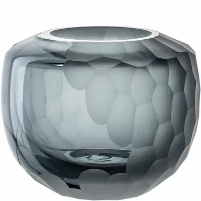 Image de LEONARDO Bellagio Vase de table - Vase en verre de haute qualité avec structure à l'extérieur - fait main - hauteur 10 cm, diamètre 11 cm - Anthracite, 036444