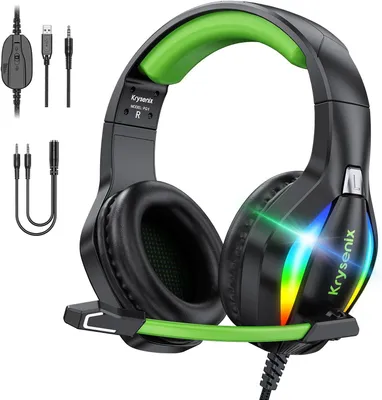 Produktbild von PG1 RGB Gaming Headset für PS4/PS5/PC/Xbox/Switch, Kabelgebundenes Over-Ear Headset mit 3,5mm Klinke, Noise Cancelling Mikrofon,Stereo Sound,LED Licht